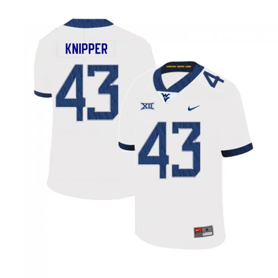 Men's West Virginia Mountaineers NCAA #43 Jackson Knipper White Authentic Nike 2019 Stitched College Football Jersey EQ15E88XT